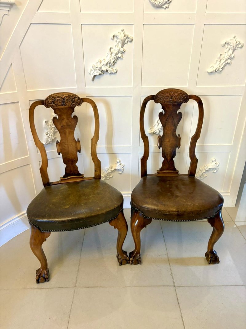 Outstanding Quality Set of 6 Antique Victorian Carved Walnut Dining Chairs - Image 2